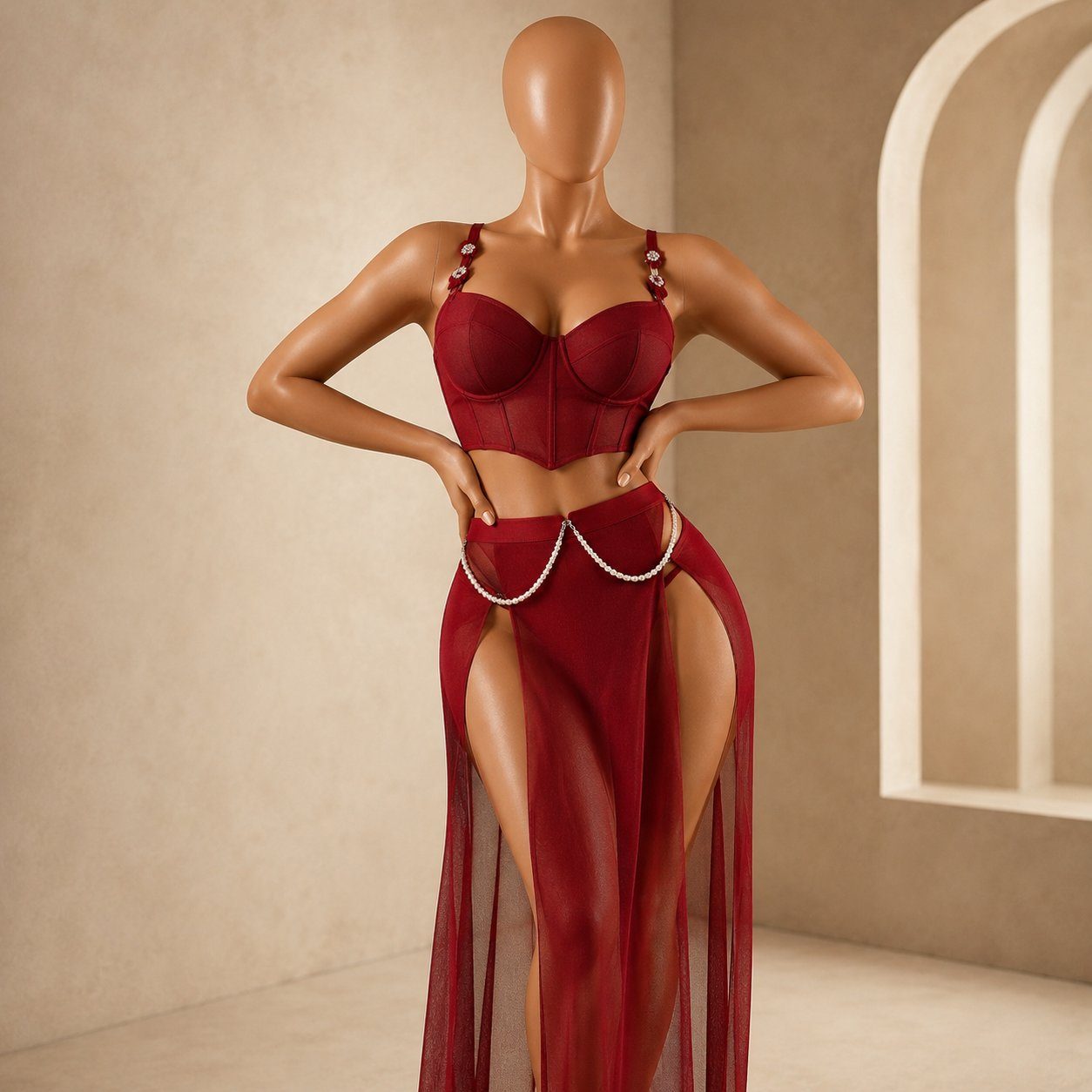Scarlet Corset Gown belly dance costume Bangladesh — Soirène Exclusive